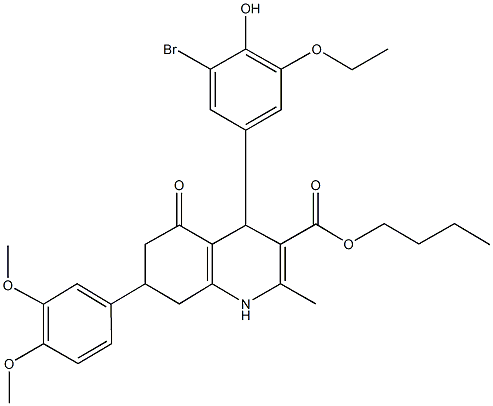 butyl 4-(3-bromo-5-ethoxy-4-hydroxyphenyl)-7-(3,4-dimethoxyphenyl)-2-methyl-5-oxo-1,4,5,6,7,8-hexahydro-3-quinolinecarboxylate|