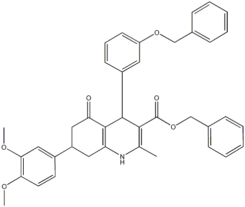 benzyl 4-[3-(benzyloxy)phenyl]-7-(3,4-dimethoxyphenyl)-2-methyl-5-oxo-1,4,5,6,7,8-hexahydro-3-quinolinecarboxylate,494194-14-8,结构式