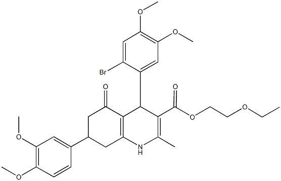 2-ethoxyethyl 4-(2-bromo-4,5-dimethoxyphenyl)-7-(3,4-dimethoxyphenyl)-2-methyl-5-oxo-1,4,5,6,7,8-hexahydro-3-quinolinecarboxylate Structure