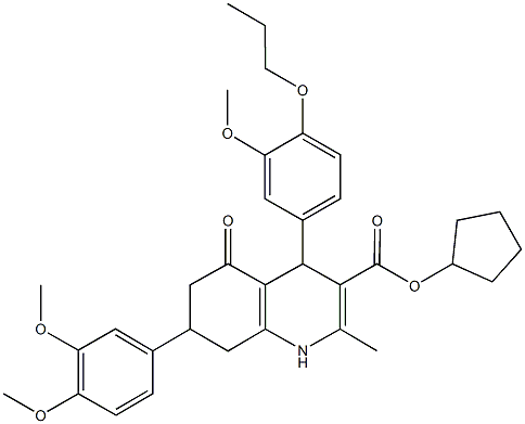 cyclopentyl 7-(3,4-dimethoxyphenyl)-4-(3-methoxy-4-propoxyphenyl)-2-methyl-5-oxo-1,4,5,6,7,8-hexahydro-3-quinolinecarboxylate|