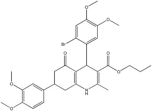 propyl 4-(2-bromo-4,5-dimethoxyphenyl)-7-(3,4-dimethoxyphenyl)-2-methyl-5-oxo-1,4,5,6,7,8-hexahydro-3-quinolinecarboxylate Structure