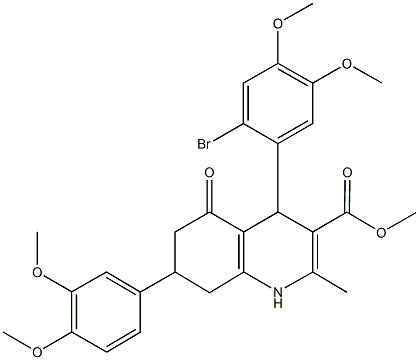 methyl 4-(2-bromo-4,5-dimethoxyphenyl)-7-(3,4-dimethoxyphenyl)-2-methyl-5-oxo-1,4,5,6,7,8-hexahydro-3-quinolinecarboxylate Struktur