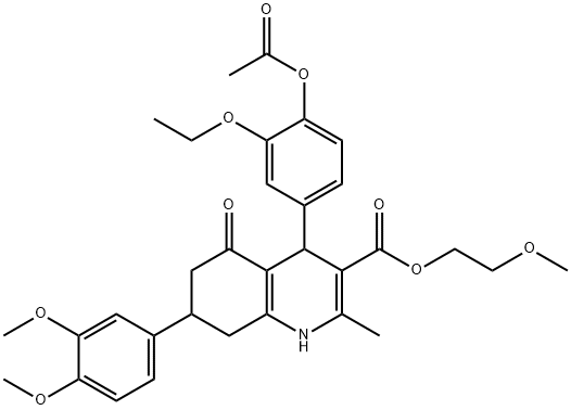 494195-05-0 2-methoxyethyl 4-[4-(acetyloxy)-3-ethoxyphenyl]-7-(3,4-dimethoxyphenyl)-2-methyl-5-oxo-1,4,5,6,7,8-hexahydro-3-quinolinecarboxylate