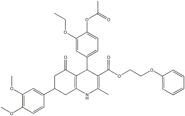 2-phenoxyethyl 4-[4-(acetyloxy)-3-ethoxyphenyl]-7-(3,4-dimethoxyphenyl)-2-methyl-5-oxo-1,4,5,6,7,8-hexahydro-3-quinolinecarboxylate|