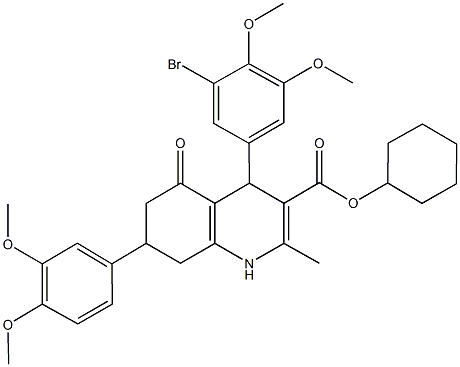 cyclohexyl 4-(3-bromo-4,5-dimethoxyphenyl)-7-(3,4-dimethoxyphenyl)-2-methyl-5-oxo-1,4,5,6,7,8-hexahydro-3-quinolinecarboxylate,494195-12-9,结构式