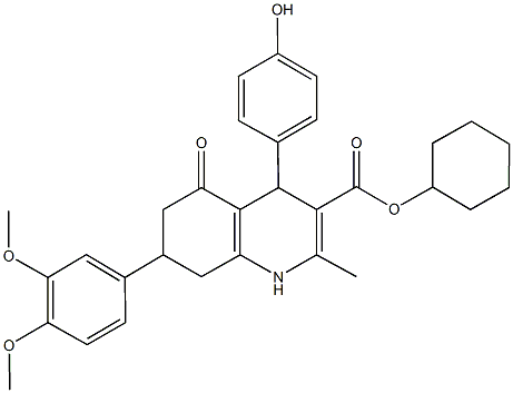 494195-17-4 cyclohexyl 7-(3,4-dimethoxyphenyl)-4-(4-hydroxyphenyl)-2-methyl-5-oxo-1,4,5,6,7,8-hexahydro-3-quinolinecarboxylate