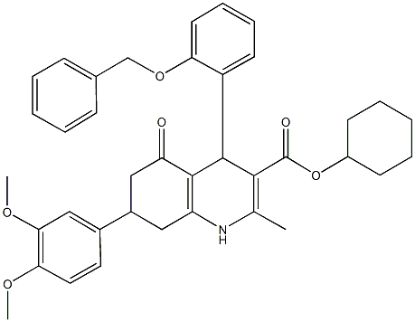 cyclohexyl 4-[2-(benzyloxy)phenyl]-7-(3,4-dimethoxyphenyl)-2-methyl-5-oxo-1,4,5,6,7,8-hexahydro-3-quinolinecarboxylate Structure