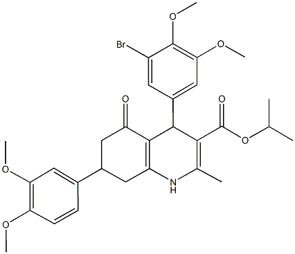 isopropyl 4-(3-bromo-4,5-dimethoxyphenyl)-7-(3,4-dimethoxyphenyl)-2-methyl-5-oxo-1,4,5,6,7,8-hexahydro-3-quinolinecarboxylate 结构式