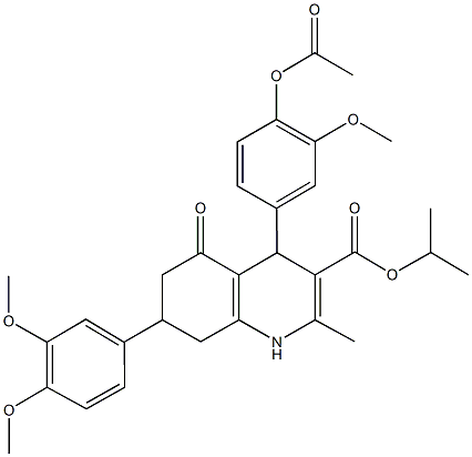 isopropyl 4-[4-(acetyloxy)-3-methoxyphenyl]-7-(3,4-dimethoxyphenyl)-2-methyl-5-oxo-1,4,5,6,7,8-hexahydro-3-quinolinecarboxylate Structure