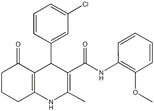 4-(3-chlorophenyl)-N-(2-methoxyphenyl)-2-methyl-5-oxo-1,4,5,6,7,8-hexahydro-3-quinolinecarboxamide,494195-87-8,结构式