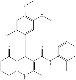 4-(2-bromo-4,5-dimethoxyphenyl)-2-methyl-N-(2-methylphenyl)-5-oxo-1,4,5,6,7,8-hexahydro-3-quinolinecarboxamide,494196-44-0,结构式