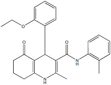 4-(2-ethoxyphenyl)-2-methyl-N-(2-methylphenyl)-5-oxo-1,4,5,6,7,8-hexahydro-3-quinolinecarboxamide Struktur