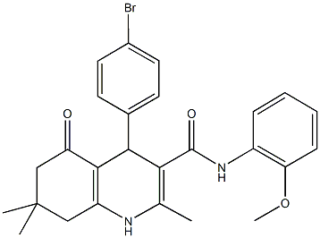 4-(4-bromophenyl)-N-(2-methoxyphenyl)-2,7,7-trimethyl-5-oxo-1,4,5,6,7,8-hexahydro-3-quinolinecarboxamide,494196-66-6,结构式