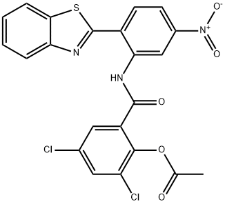 2-({2-(1,3-benzothiazol-2-yl)-5-nitroanilino}carbonyl)-4,6-dichlorophenyl acetate 结构式