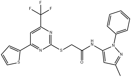 N-(3-methyl-1-phenyl-1H-pyrazol-5-yl)-2-{[4-(2-thienyl)-6-(trifluoromethyl)-2-pyrimidinyl]sulfanyl}acetamide Structure