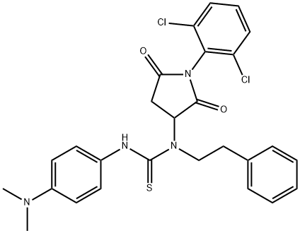 N-[1-(2,6-dichlorophenyl)-2,5-dioxo-3-pyrrolidinyl]-N'-[4-(dimethylamino)phenyl]-N-(2-phenylethyl)thiourea Structure