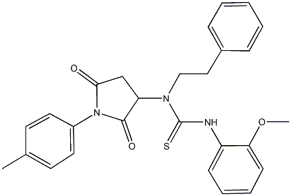 N'-(2-methoxyphenyl)-N-[1-(4-methylphenyl)-2,5-dioxo-3-pyrrolidinyl]-N-(2-phenylethyl)thiourea,494216-74-9,结构式