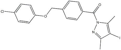 4-chlorophenyl 4-[(4-iodo-3,5-dimethyl-1H-pyrazol-1-yl)carbonyl]benzyl ether Structure