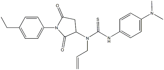 N-allyl-N'-[4-(dimethylamino)phenyl]-N-[1-(4-ethylphenyl)-2,5-dioxo-3-pyrrolidinyl]thiourea,494216-84-1,结构式