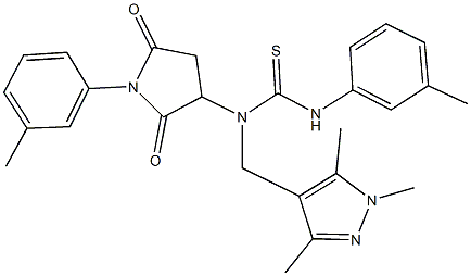 N'-(3-methylphenyl)-N-[1-(3-methylphenyl)-2,5-dioxo-3-pyrrolidinyl]-N-[(1,3,5-trimethyl-1H-pyrazol-4-yl)methyl]thiourea Structure