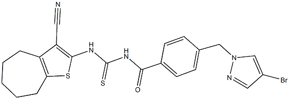 N-{4-[(4-bromo-1H-pyrazol-1-yl)methyl]benzoyl}-N'-(3-cyano-5,6,7,8-tetrahydro-4H-cyclohepta[b]thien-2-yl)thiourea,494217-69-5,结构式