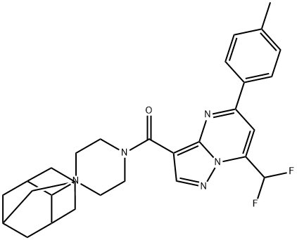 3-{[4-(2-adamantyl)-1-piperazinyl]carbonyl}-7-(difluoromethyl)-5-(4-methylphenyl)pyrazolo[1,5-a]pyrimidine Structure