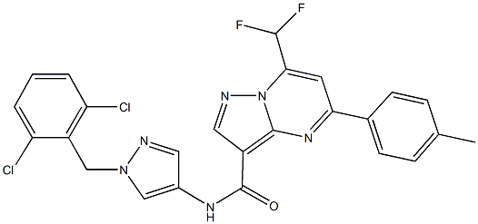 N-[1-(2,6-dichlorobenzyl)-1H-pyrazol-4-yl]-7-(difluoromethyl)-5-(4-methylphenyl)pyrazolo[1,5-a]pyrimidine-3-carboxamide Struktur