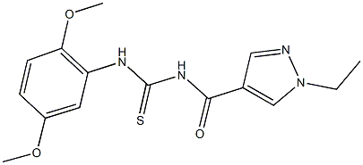 N-(2,5-dimethoxyphenyl)-N'-[(1-ethyl-1H-pyrazol-4-yl)carbonyl]thiourea Struktur