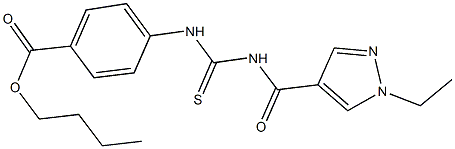 butyl 4-[({[(1-ethyl-1H-pyrazol-4-yl)carbonyl]amino}carbothioyl)amino]benzoate 化学構造式