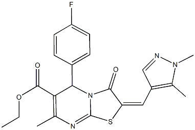 ethyl 2-[(1,5-dimethyl-1H-pyrazol-4-yl)methylene]-5-(4-fluorophenyl)-7-methyl-3-oxo-2,3-dihydro-5H-[1,3]thiazolo[3,2-a]pyrimidine-6-carboxylate Structure