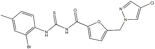 N-(2-bromo-4-methylphenyl)-N'-{5-[(4-chloro-1H-pyrazol-1-yl)methyl]-2-furoyl}thiourea 化学構造式