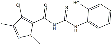 N-[(4-chloro-1,3-dimethyl-1H-pyrazol-5-yl)carbonyl]-N'-(2-hydroxyphenyl)thiourea Structure