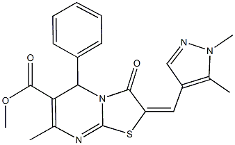 methyl 2-[(1,5-dimethyl-1H-pyrazol-4-yl)methylene]-7-methyl-3-oxo-5-phenyl-2,3-dihydro-5H-[1,3]thiazolo[3,2-a]pyrimidine-6-carboxylate,494219-48-6,结构式