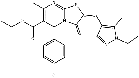 494219-82-8 ethyl 2-[(1-ethyl-5-methyl-1H-pyrazol-4-yl)methylene]-5-(4-hydroxyphenyl)-7-methyl-3-oxo-2,3-dihydro-5H-[1,3]thiazolo[3,2-a]pyrimidine-6-carboxylate