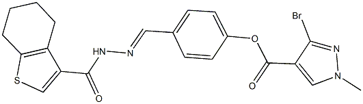 4-[2-(4,5,6,7-tetrahydro-1-benzothien-3-ylcarbonyl)carbohydrazonoyl]phenyl 3-bromo-1-methyl-1H-pyrazole-4-carboxylate 结构式