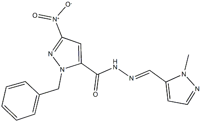 1-benzyl-3-nitro-N'-[(1-methyl-1H-pyrazol-5-yl)methylene]-1H-pyrazole-5-carbohydrazide Structure