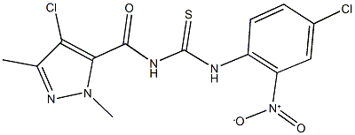 N-[(4-chloro-1,3-dimethyl-1H-pyrazol-5-yl)carbonyl]-N'-{4-chloro-2-nitrophenyl}thiourea 化学構造式