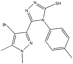 5-(4-bromo-1,5-dimethyl-1H-pyrazol-3-yl)-4-(4-methylphenyl)-4H-1,2,4-triazole-3-thiol Struktur