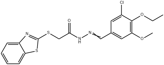 2-(1,3-benzothiazol-2-ylsulfanyl)-N'-(3-chloro-4-ethoxy-5-methoxybenzylidene)acetohydrazide Struktur