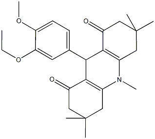 9-(3-ethoxy-4-methoxyphenyl)-3,3,6,6,10-pentamethyl-3,4,6,7,9,10-hexahydro-1,8(2H,5H)-acridinedione Structure