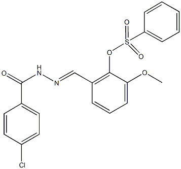 2-[2-(4-chlorobenzoyl)carbohydrazonoyl]-6-methoxyphenyl benzenesulfonate 化学構造式