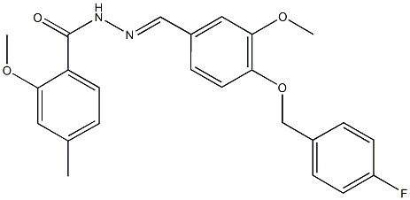 N'-{4-[(4-fluorobenzyl)oxy]-3-methoxybenzylidene}-2-methoxy-4-methylbenzohydrazide Struktur