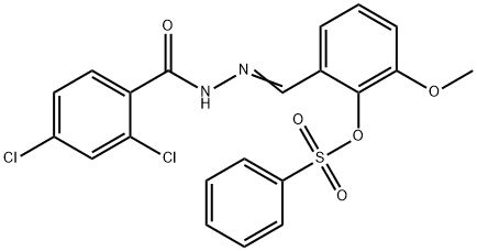 2-[2-(2,4-dichlorobenzoyl)carbohydrazonoyl]-6-methoxyphenyl benzenesulfonate Structure