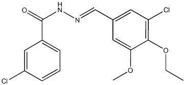3-chloro-N'-(3-chloro-4-ethoxy-5-methoxybenzylidene)benzohydrazide 化学構造式