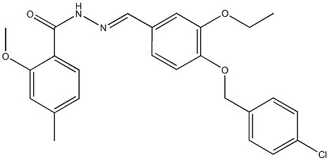 N'-{4-[(4-chlorobenzyl)oxy]-3-ethoxybenzylidene}-2-methoxy-4-methylbenzohydrazide Struktur