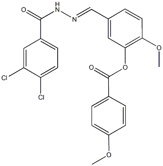 5-[2-(3,4-dichlorobenzoyl)carbohydrazonoyl]-2-methoxyphenyl 4-methoxybenzoate Struktur