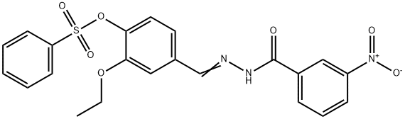 2-ethoxy-4-(2-{3-nitrobenzoyl}carbohydrazonoyl)phenyl benzenesulfonate 化学構造式