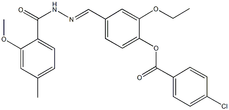 2-ethoxy-4-[2-(2-methoxy-4-methylbenzoyl)carbohydrazonoyl]phenyl 4-chlorobenzoate Structure