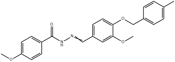 4-methoxy-N'-{3-methoxy-4-[(4-methylbenzyl)oxy]benzylidene}benzohydrazide 化学構造式