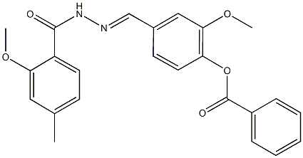 2-methoxy-4-[2-(2-methoxy-4-methylbenzoyl)carbohydrazonoyl]phenyl benzoate Structure